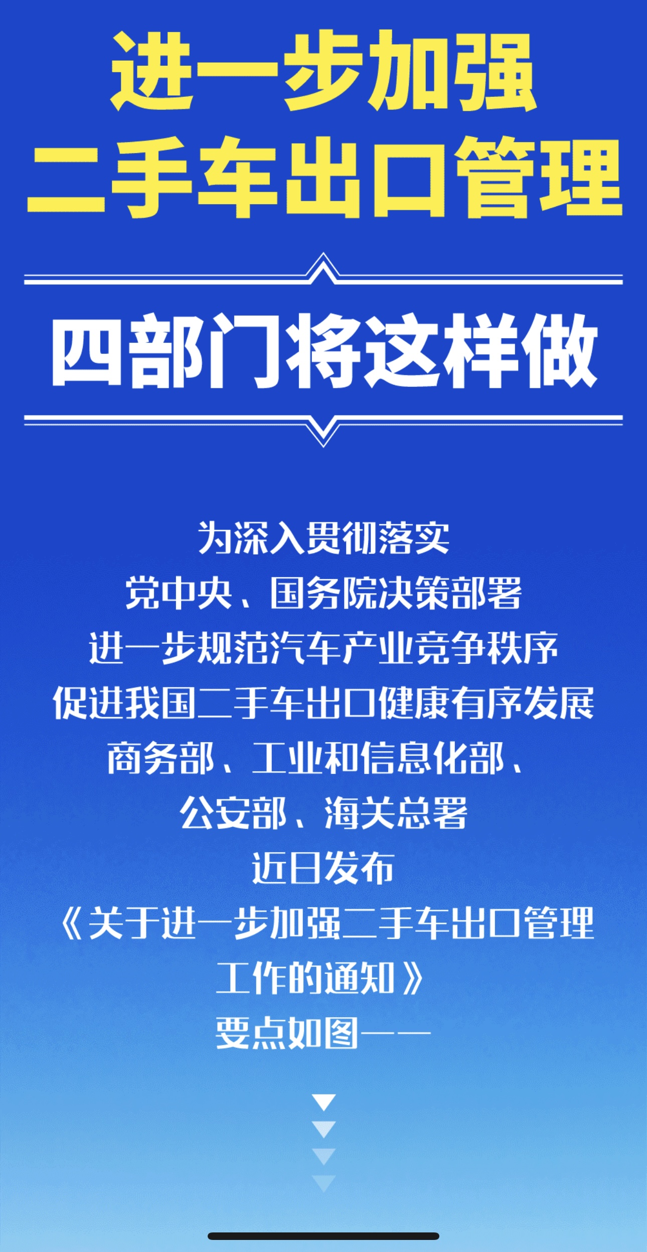 Дальнейшее укрепление контроля за экспортом подержанных автомобилей, четыре департамента сделают это -