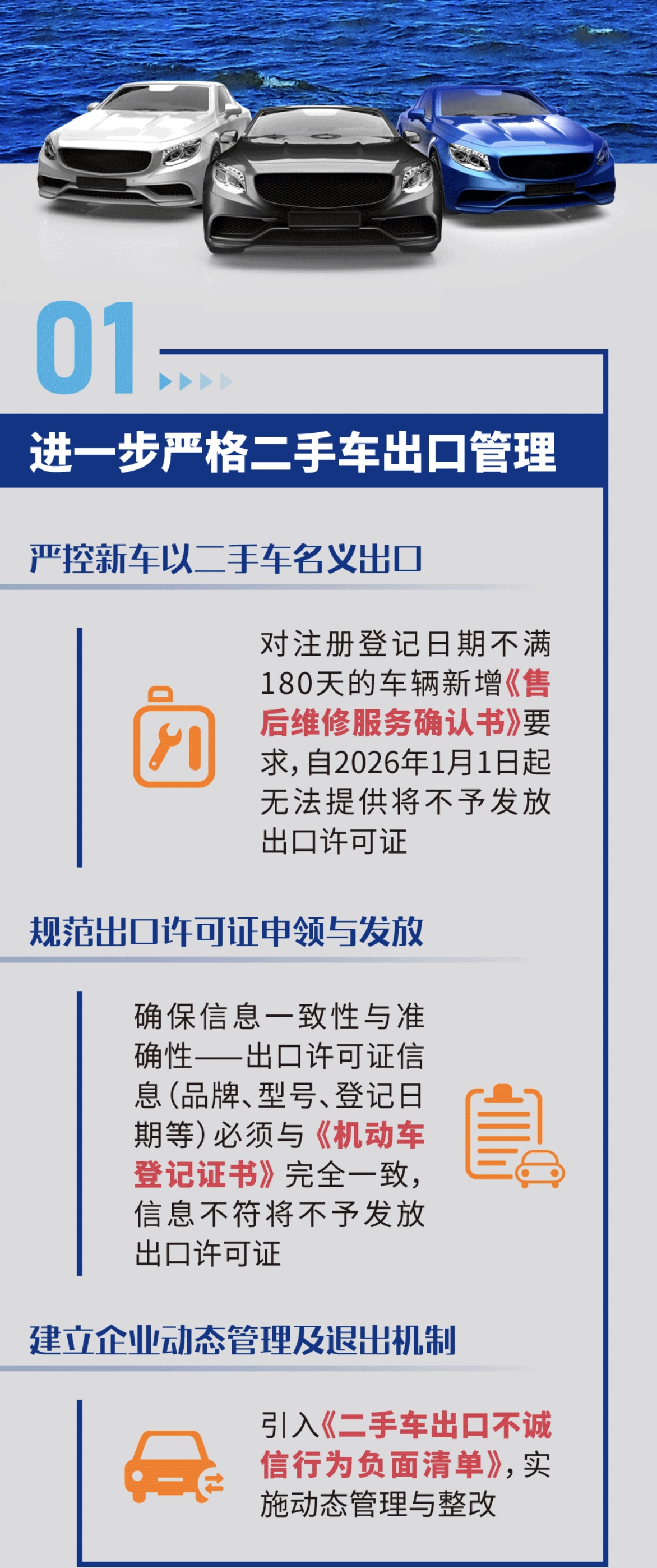 Дальнейшее укрепление контроля за экспортом подержанных автомобилей, четыре департамента сделают это -