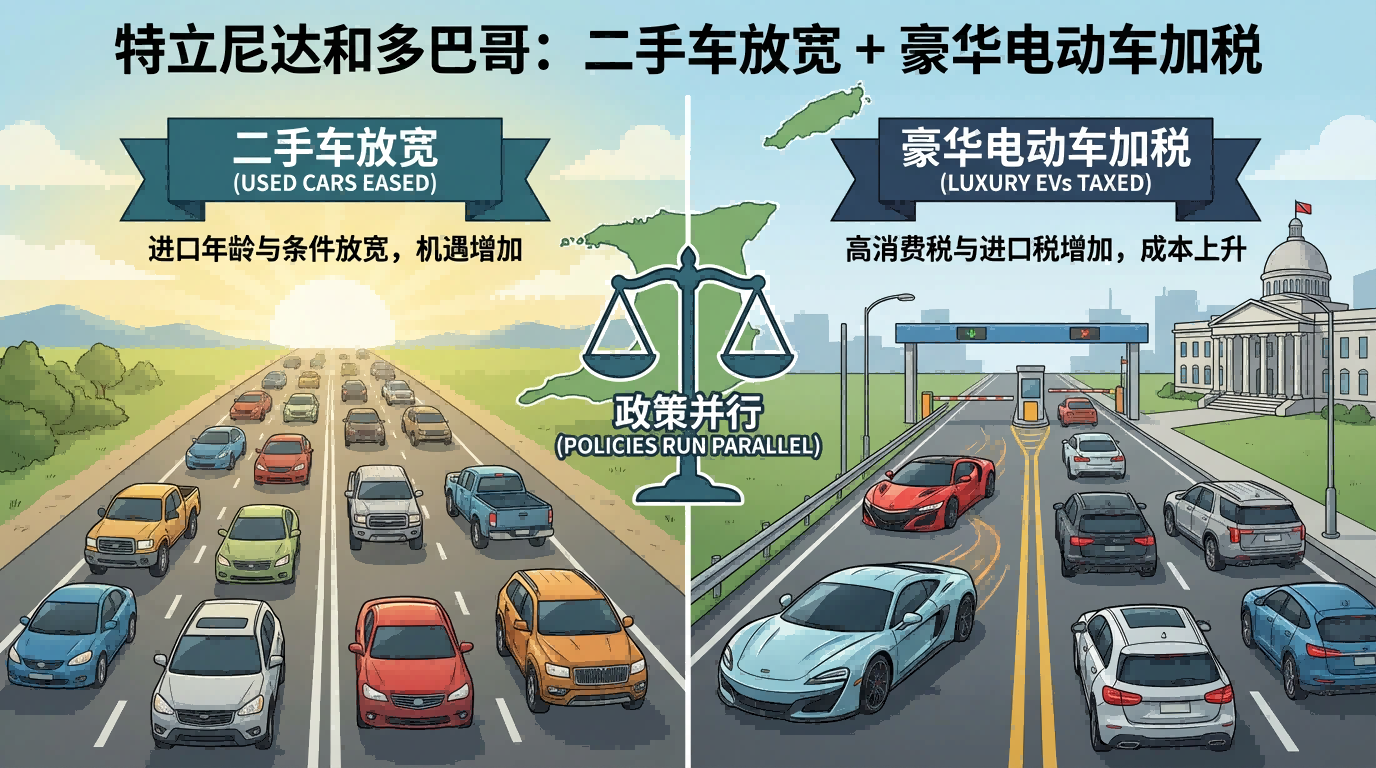 Тринидад и Тобаго: повышение налога на подержанные автомобили и роскошные электромобили: с 2016 года повышен возраст подержанных автомобилей