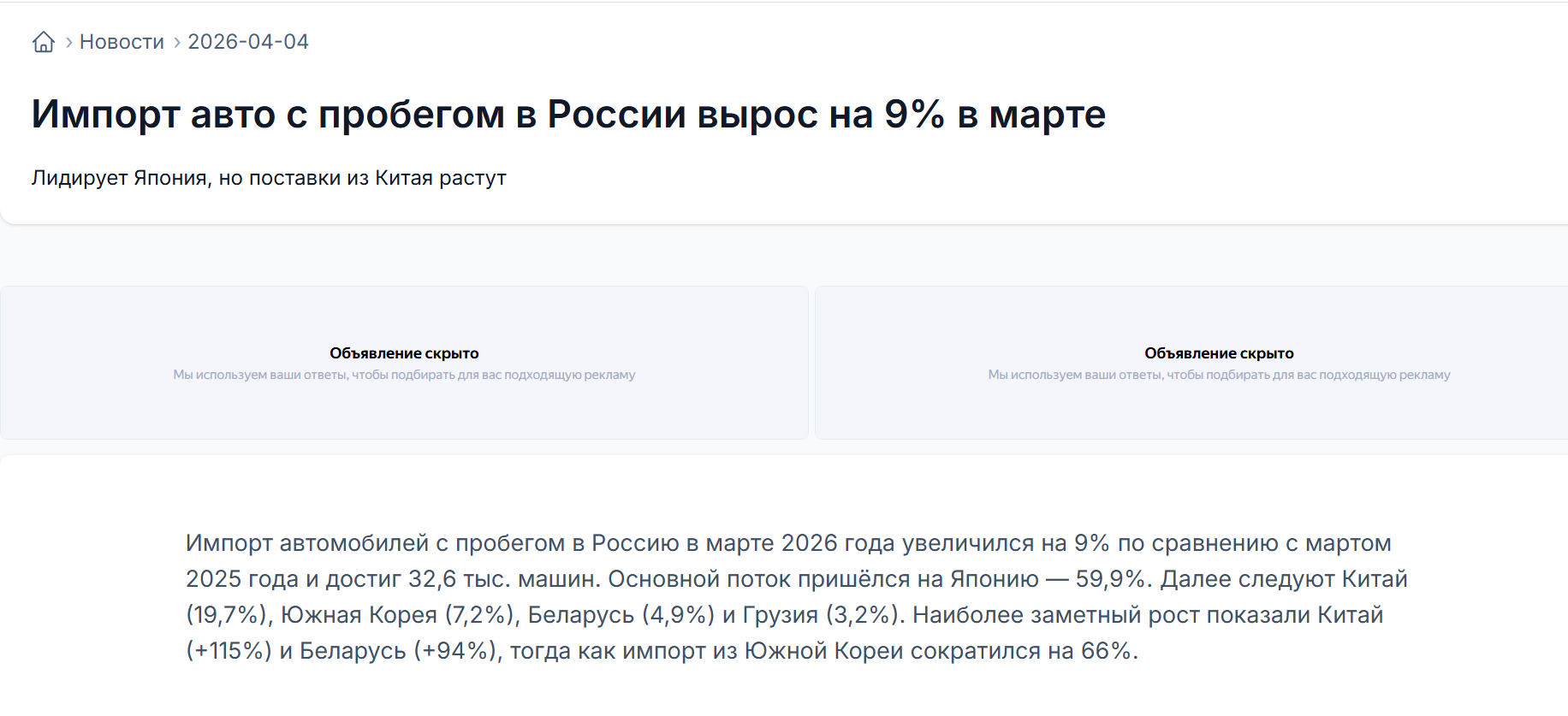 Безумный!Подержанные автомобили Китая стали вторым по величине поставщиком России